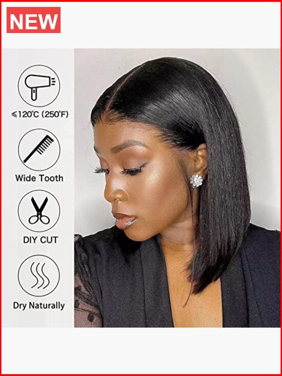 10 Inch Bob Wig Human Hair 13x4 HD Lace Front Pre Plucked Glueless Straight